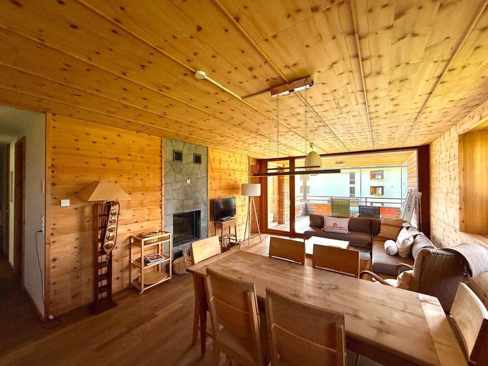 Living area with fireplace