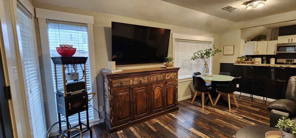65" Smart TV c/w sound bar & popcorn maker!
