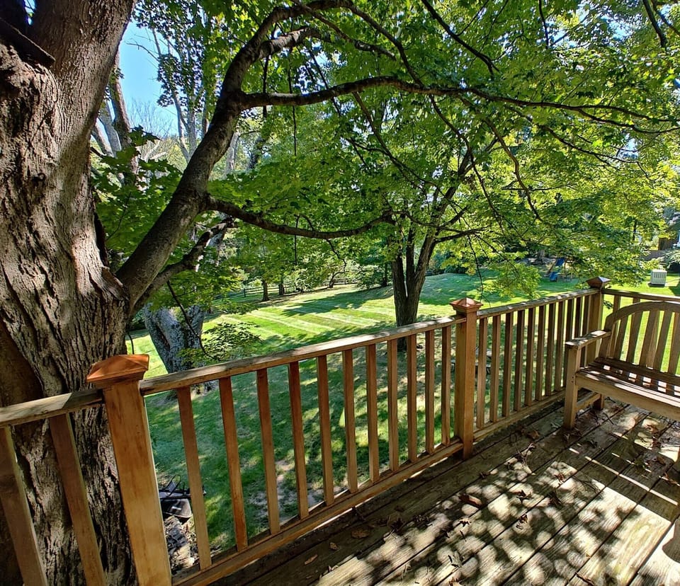 Upstairs balcony overlooking the backyard