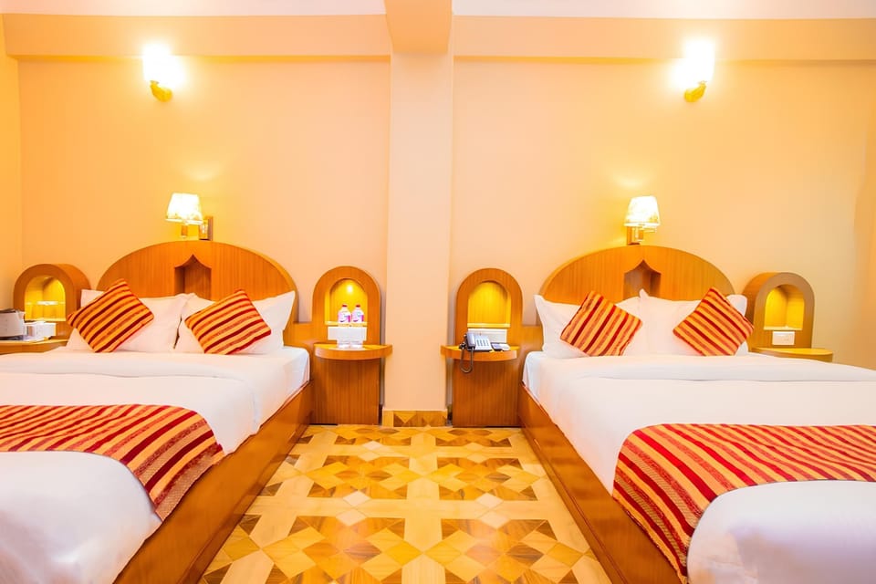 Double Room, 2 Queen Beds, Mountain View | Desk, laptop workspace, free WiFi