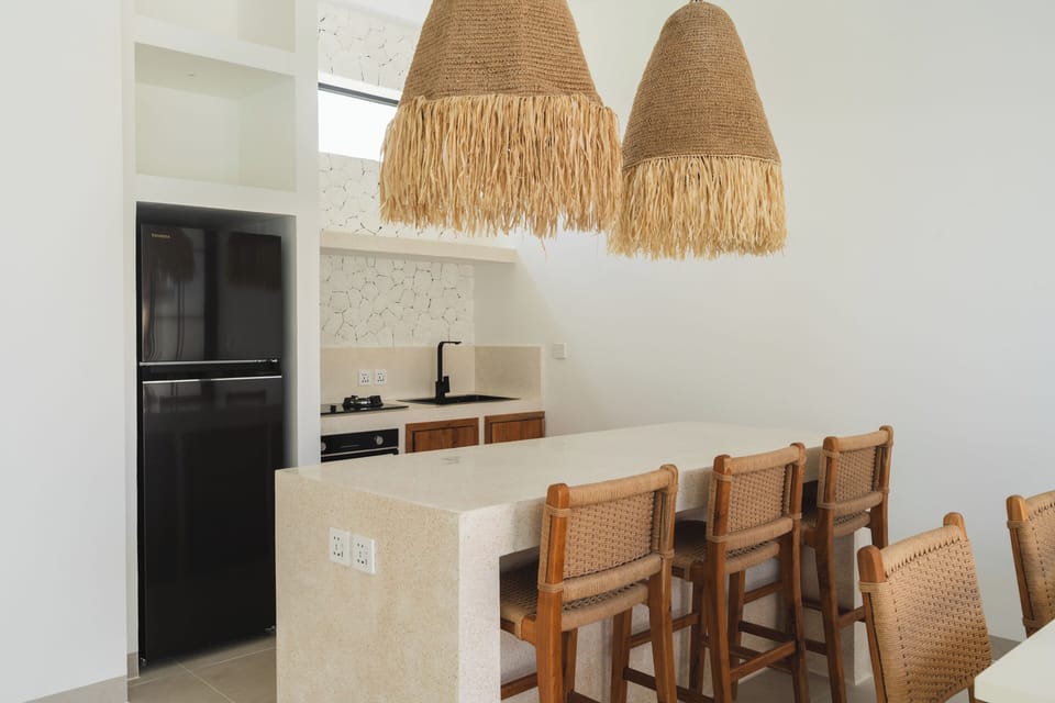 Deluxe Villa, Private Pool, Pool View | Private kitchen | Fridge, oven, stovetop, coffee/tea maker