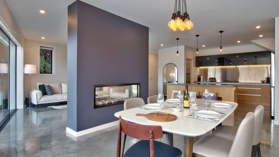 Dining area with feature fire