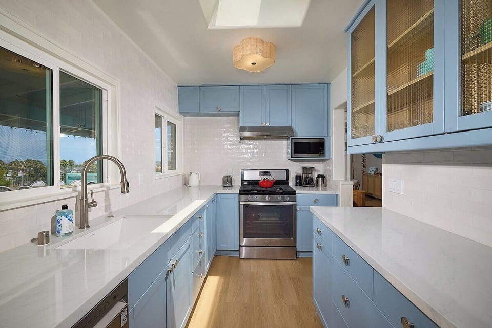 Fully stocked chef's kitchen with all the amenities. 