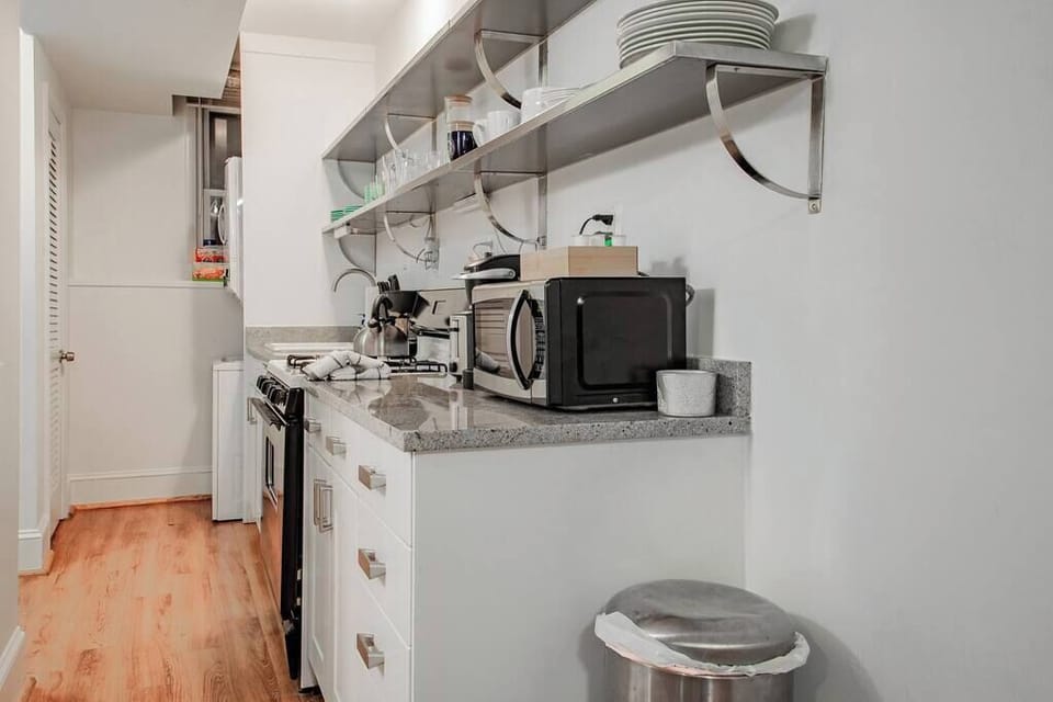 Convenient kitchen with microwave oven in DC rental
