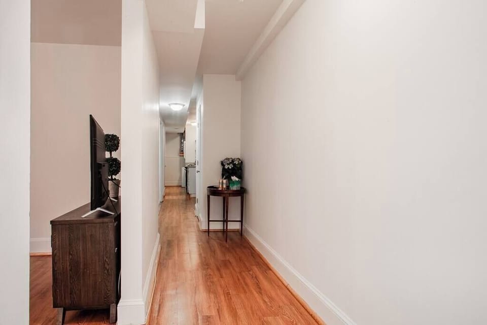 Stunning wood floor hallway in Washington DC apartment