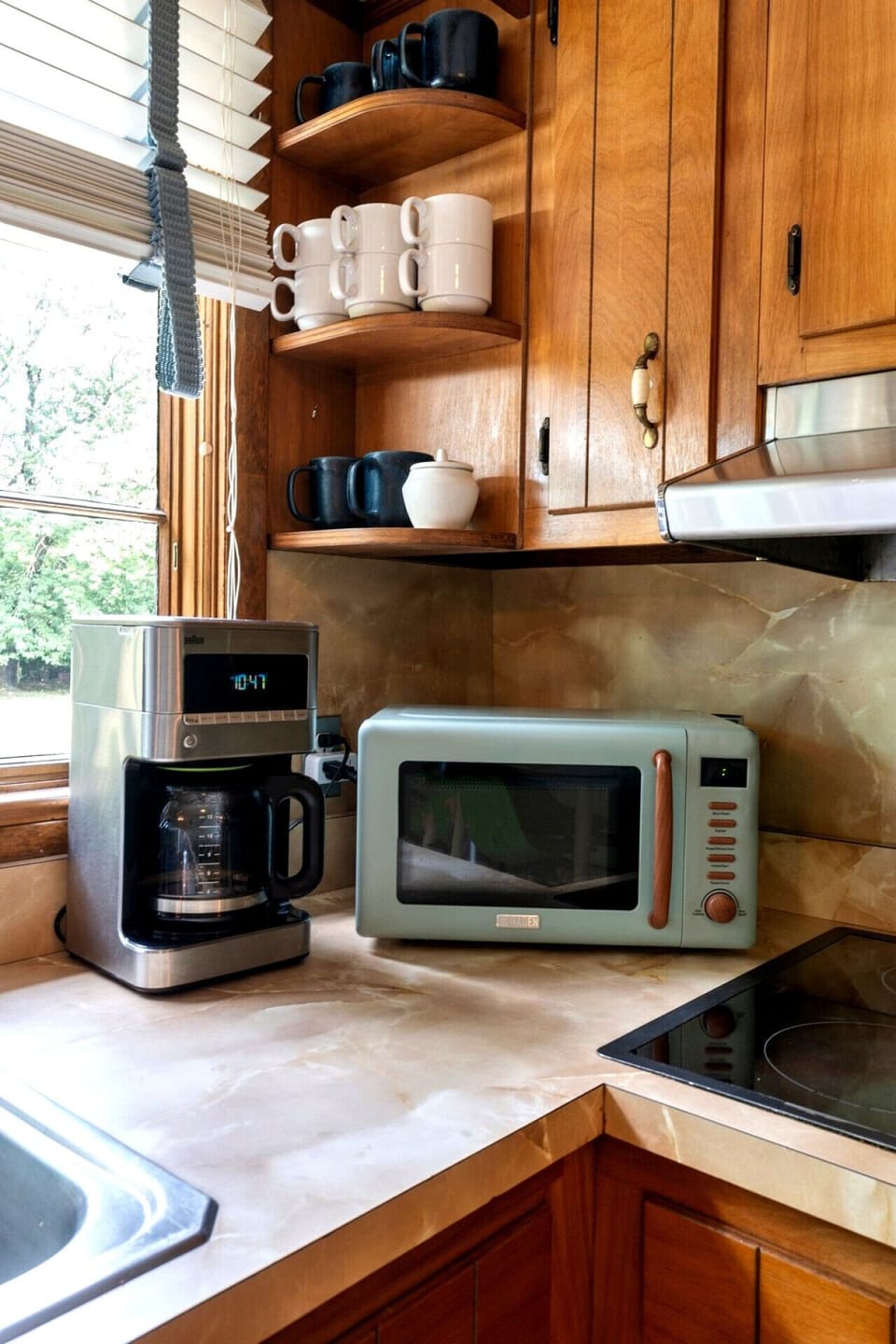 Microwave and coffee machine for guest`s convenience