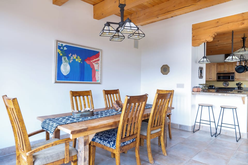 View of dining area toward kitchen.