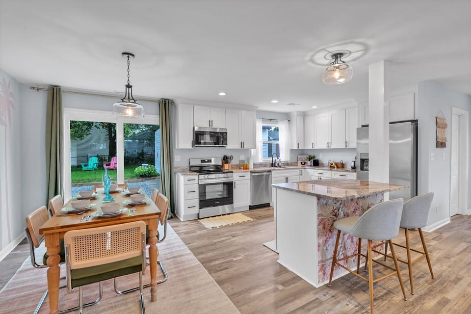 Dining area is beside the kitchen