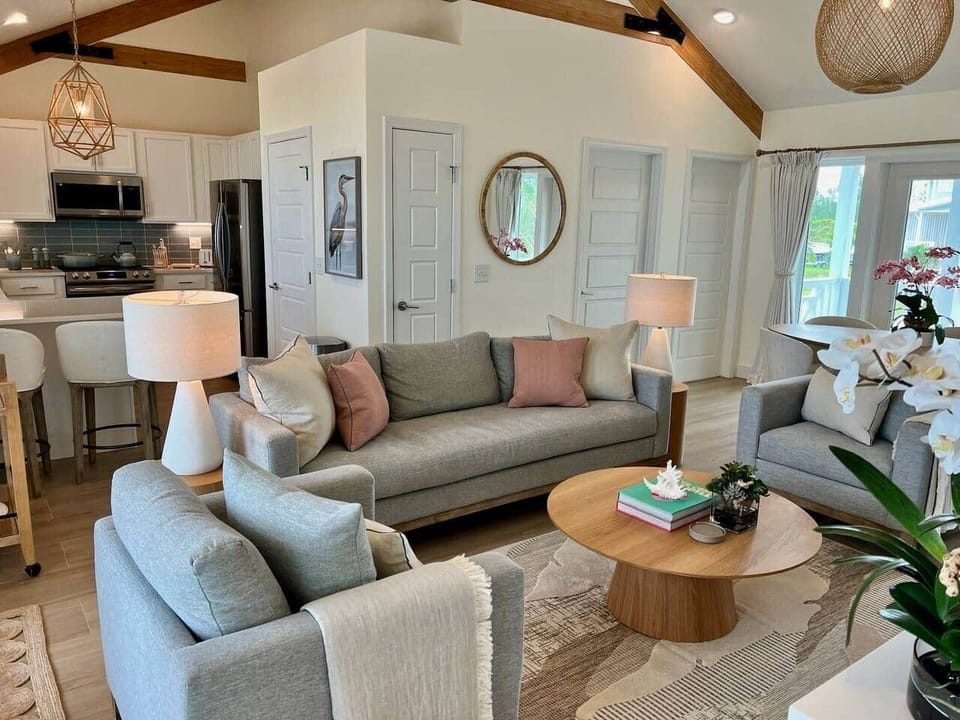 open floor plan living - dining - kitchen areas