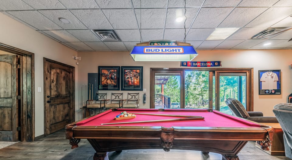 Pool table in downstairs game room
