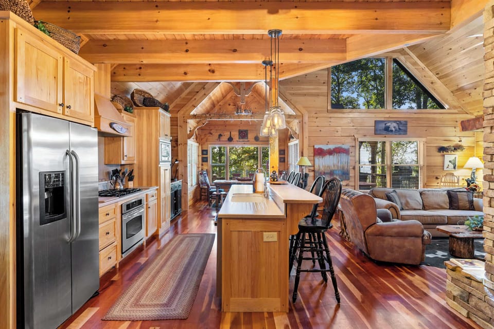 The kitchen and living area connect seamlessly, offering a harmonious flow for easy living and entertaining