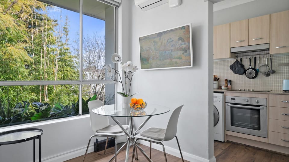 Enjoy a bright and airy dining experience in this space
