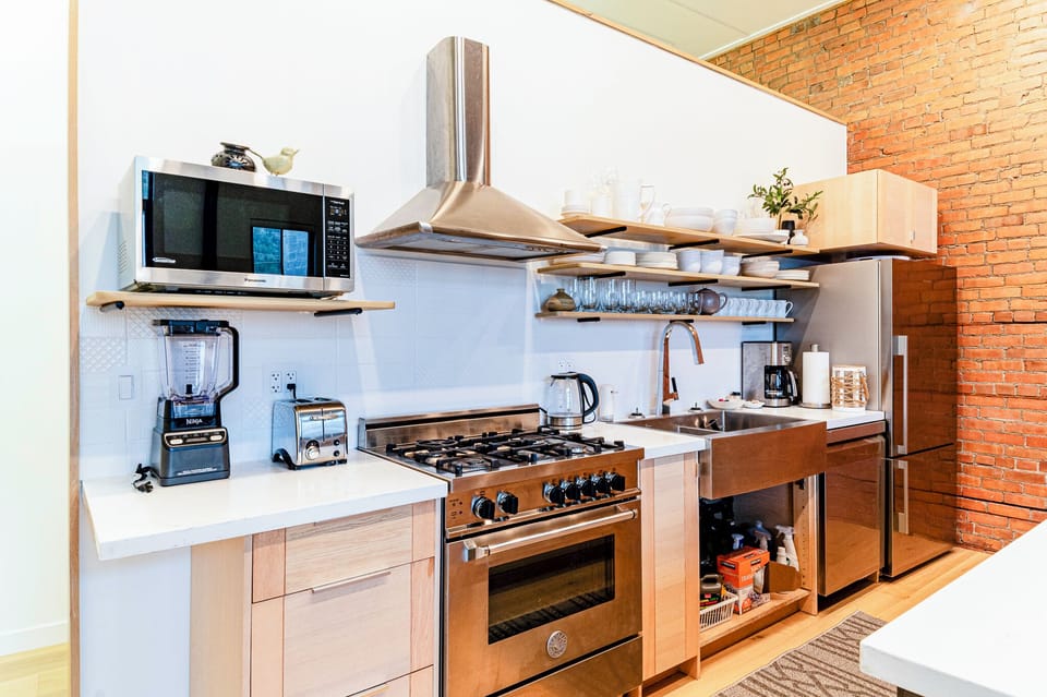 Prepare your meals in the fully equipped kitchen with natural gas stove, fridge, dishwasher. There is also a toaster, kettle, Cuisinart coffee maker and microwave.