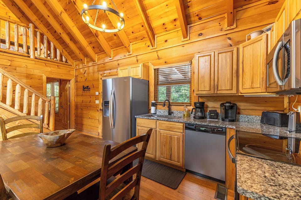 Open concept living and dining with brand new granite countertops just installed