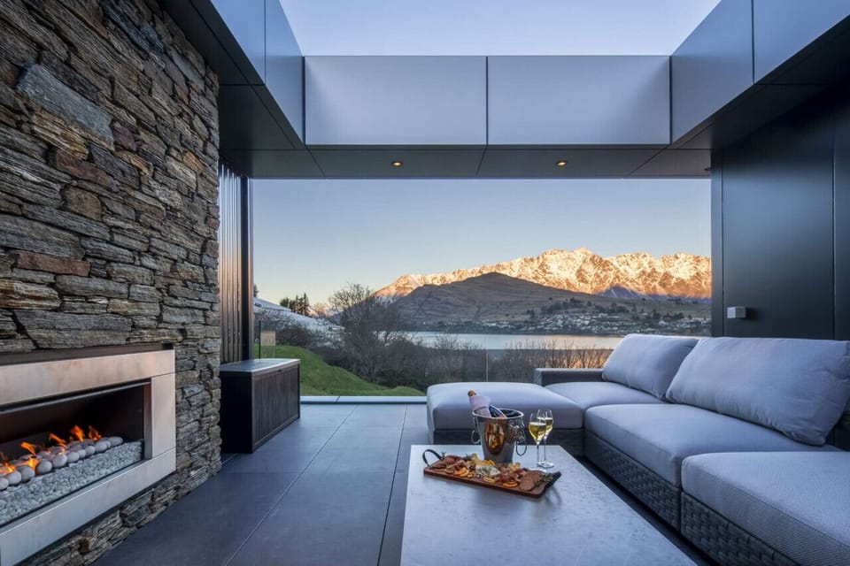 Outdoor living with a cosy gas fireplace