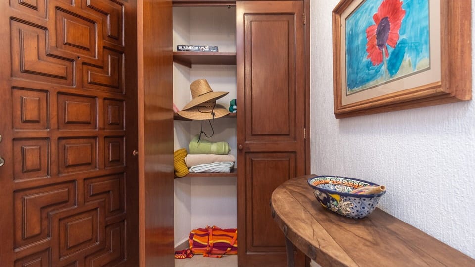 The entry has with its closet filled with fun things to help enjoy your beach stay.