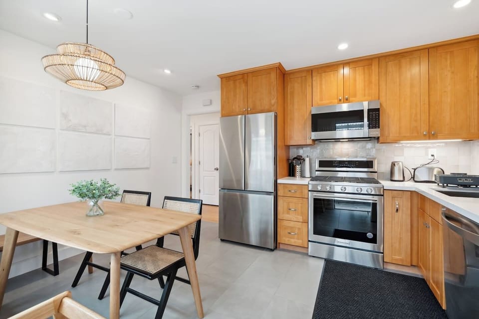 Fully stock kitchen where you can cook at home, and spend quality time with your family.