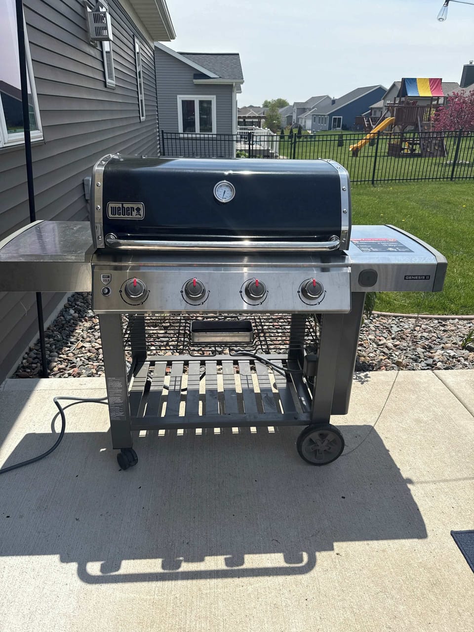 Gas grill with hard gas line into the house.