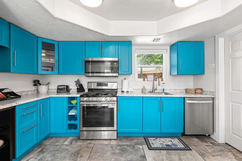 The recently updated kitchen is fully equipped with everything your group needs to make meals in or outdoor delivery/takeout from any of the wonderful local restaurants.