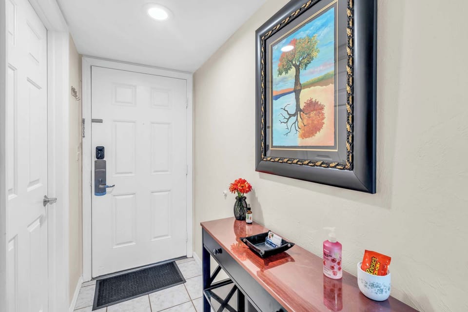 The front entry welcomes guests into our unit
