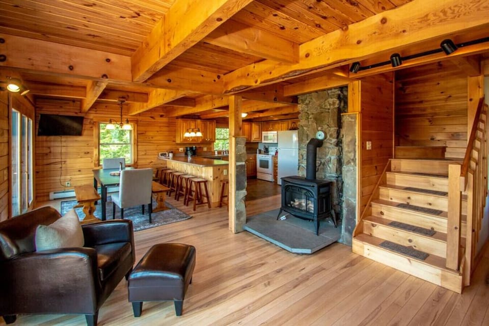 Propane Stove keeps you warm in the winter months with Snowmobile Access to the Trails
