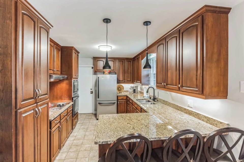 Explore culinary creations in the fully equipped kitchen