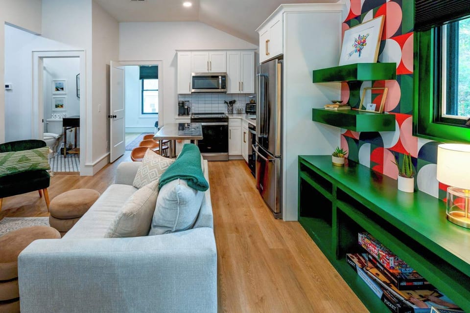 Curl up in the stylish living room & stream all your favorite entertainment