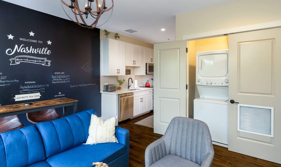 Enjoy the convenience of private laundry, tucked away off the Living Room