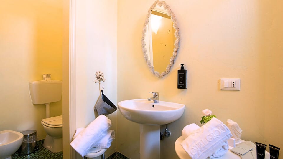 Basic Double Room | Bathroom | Shower, hair dryer, bidet, towels