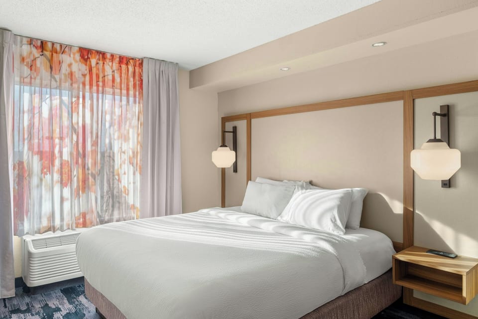 Desk, laptop workspace, blackout drapes, soundproofing