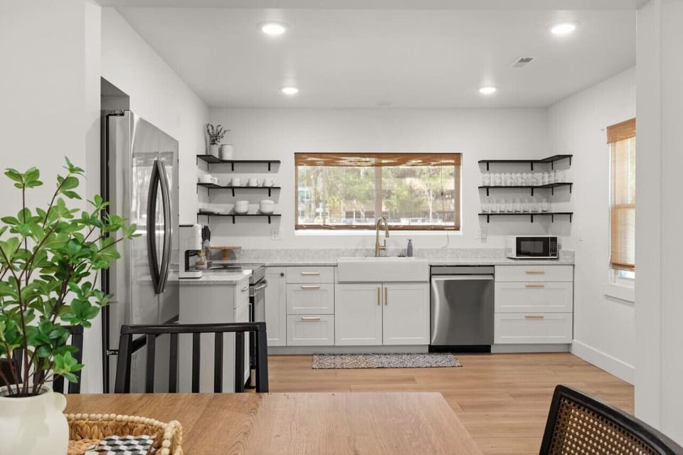 Stocked Kitchen with Stainless Steel Appliances