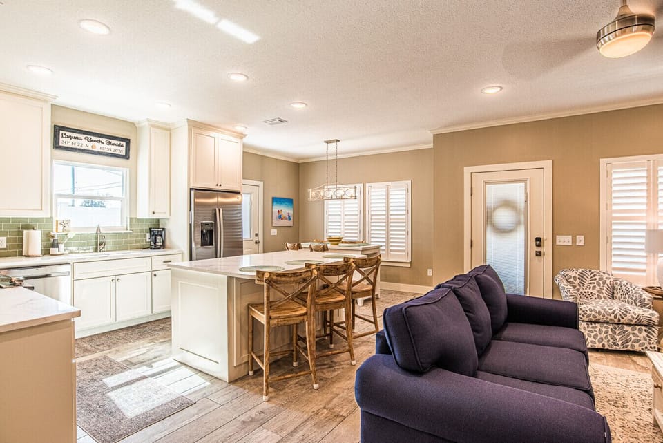 Open concept living and dining area