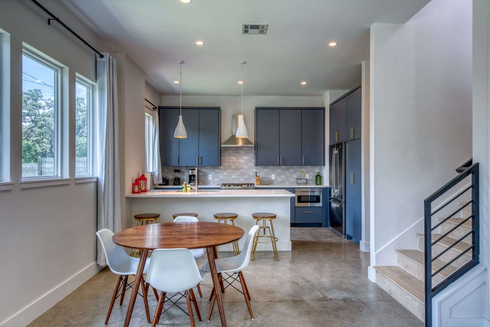 Dining table and kitchen