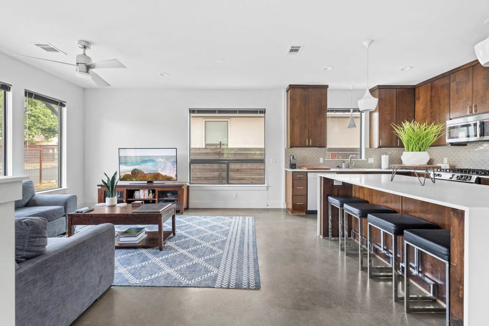 Living, dining, and kitchen