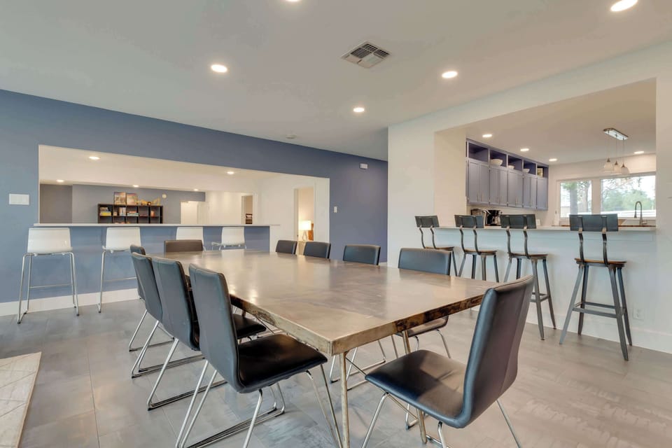 Enjoy meals with gorgeous views at the dining table, offering seating for 10