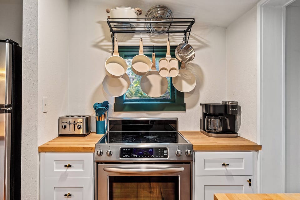 Modern kitchen with stainless steel appliances