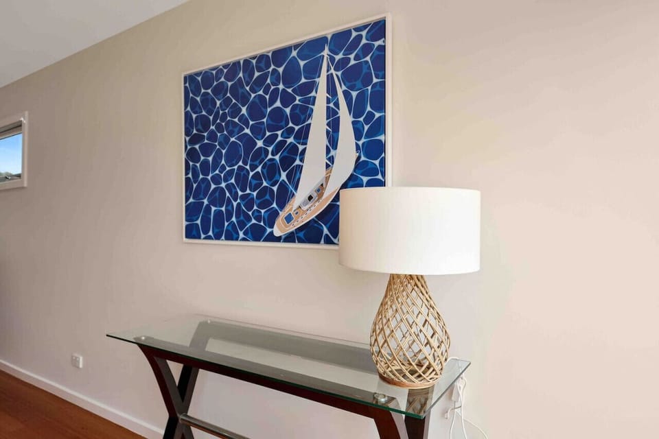 Stylish entry nook with coastal-inspired decor