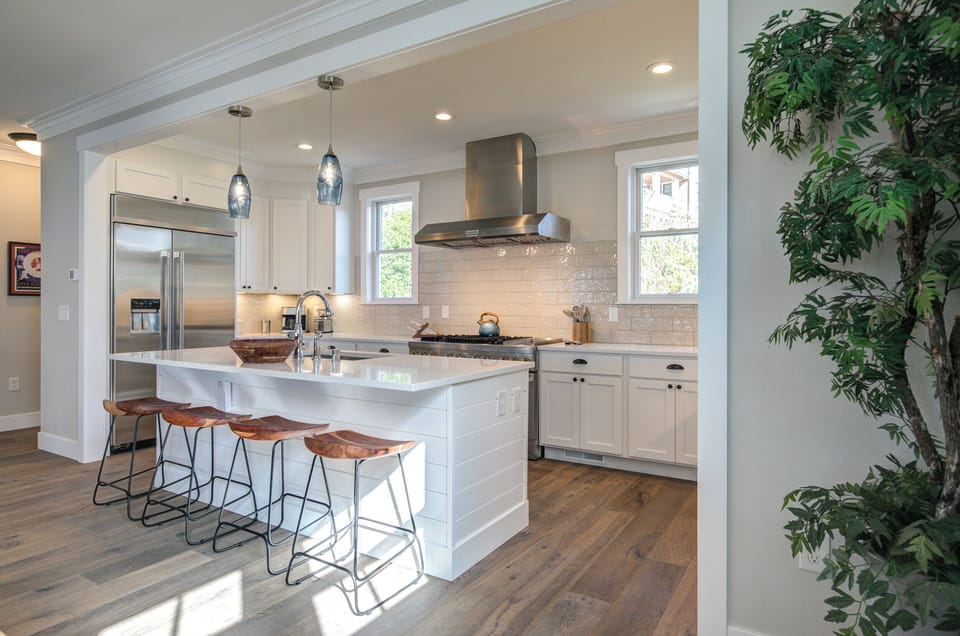 The kitchen is located on the third floor of the home.