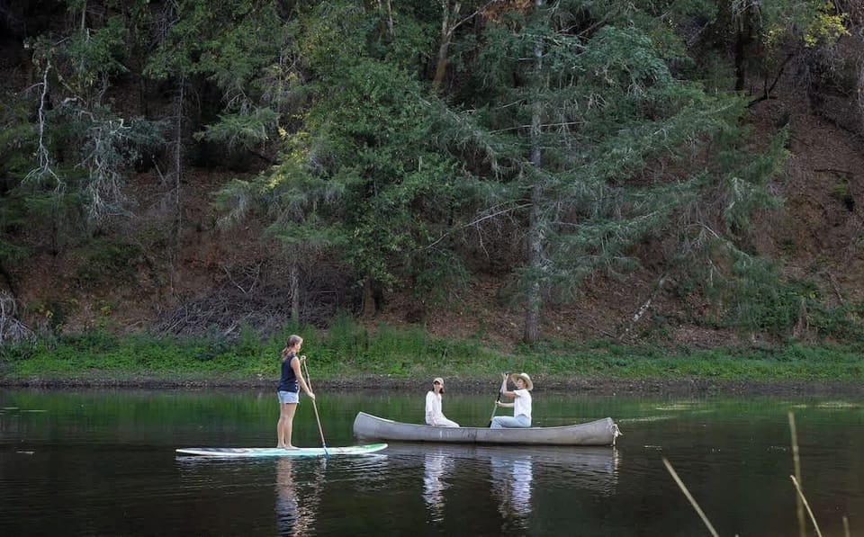 Enjoy swimming, paddle boarding or riding a canoe in Lake Andreas