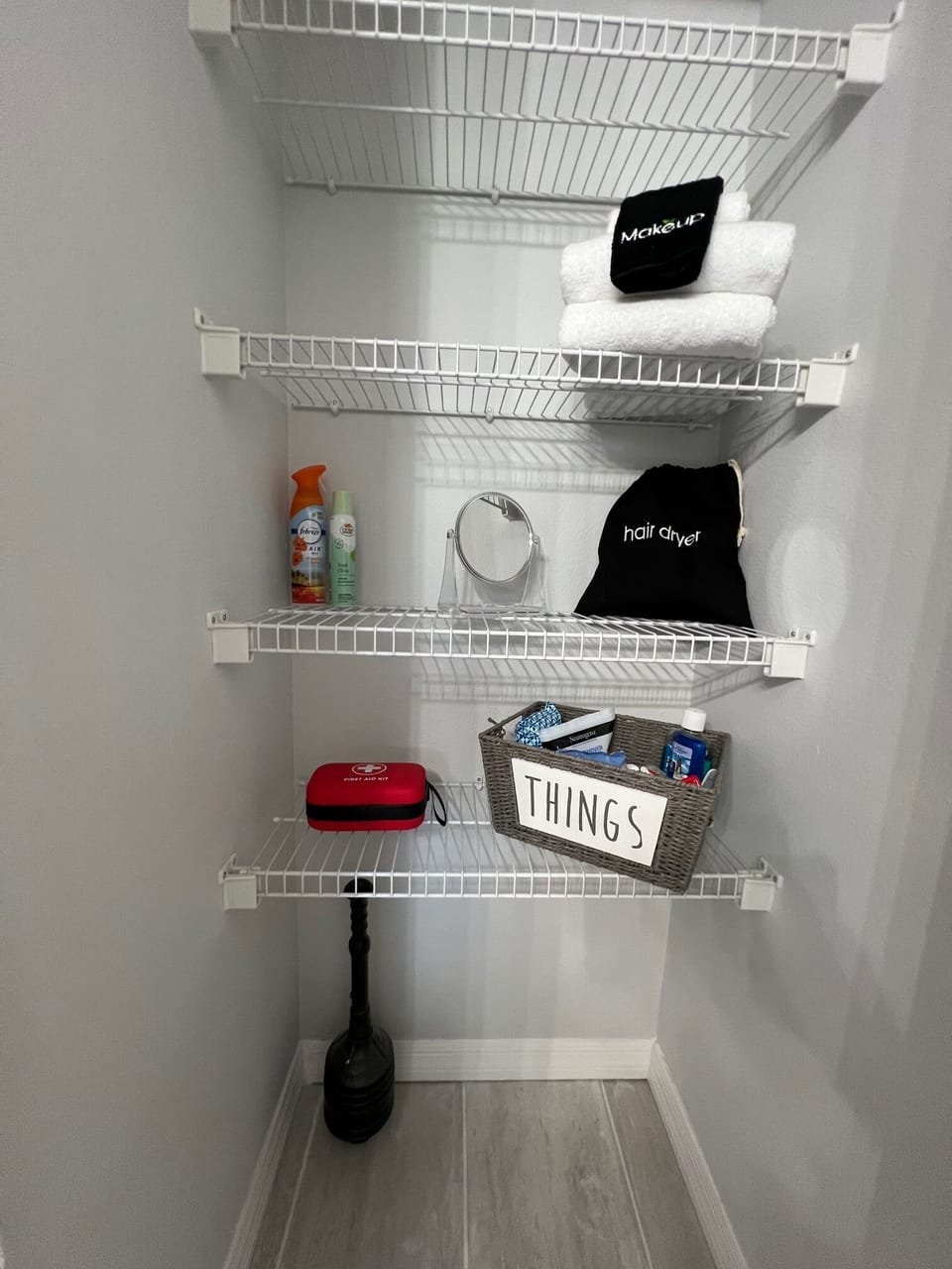 Primary Bathroom closet holds other things you may need during your stay.