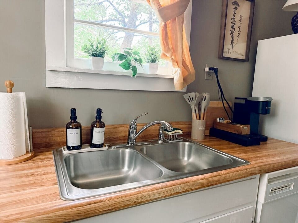 Full kitchen with coffee and cooking basic provided