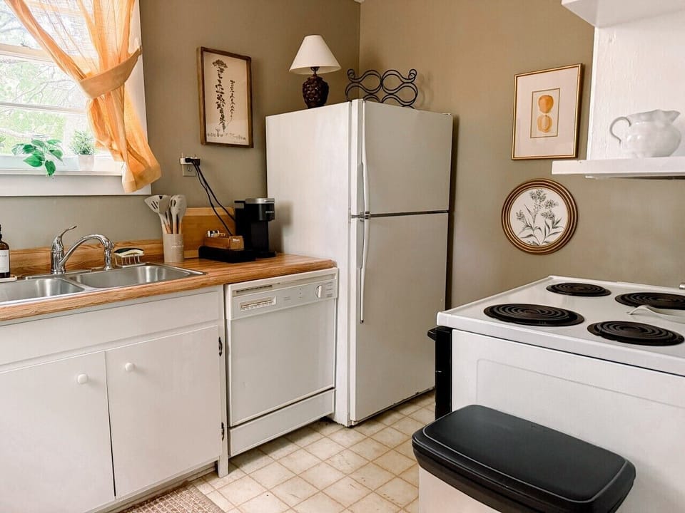 Full kitchen with coffee and cooking basic provided