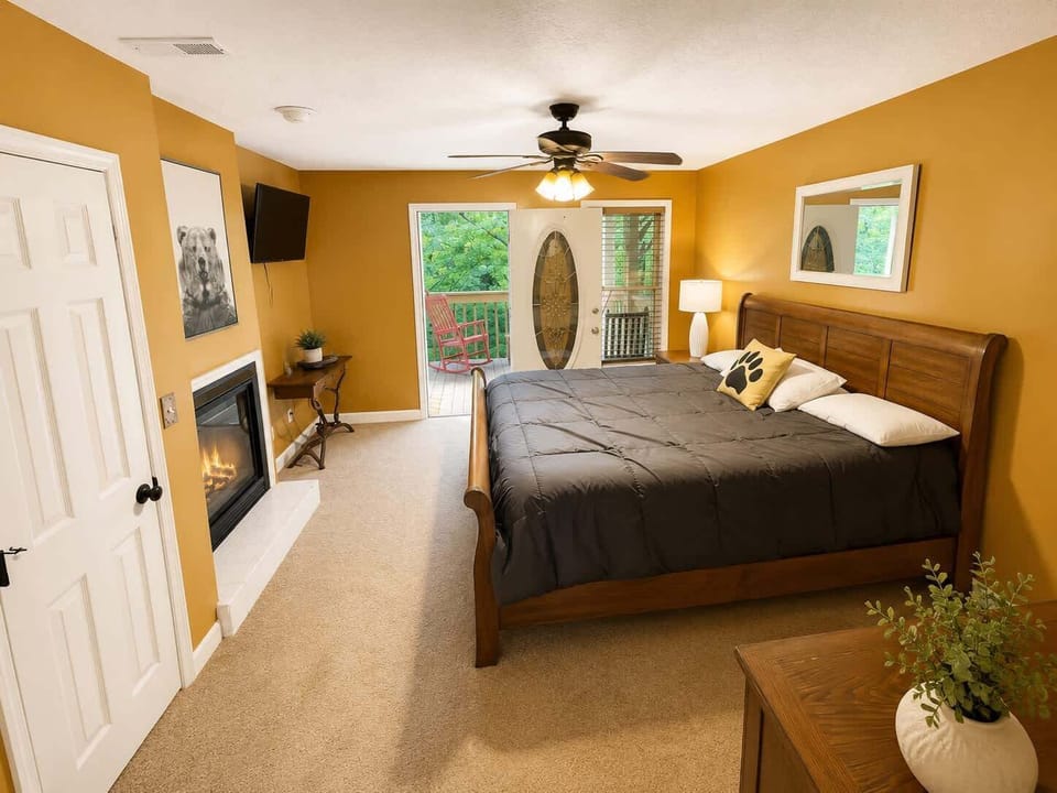This king suite boasts a private ensuite, smart TV, & balcony access