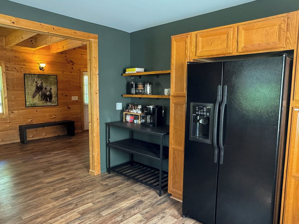 Kitchen with coffee bar. 