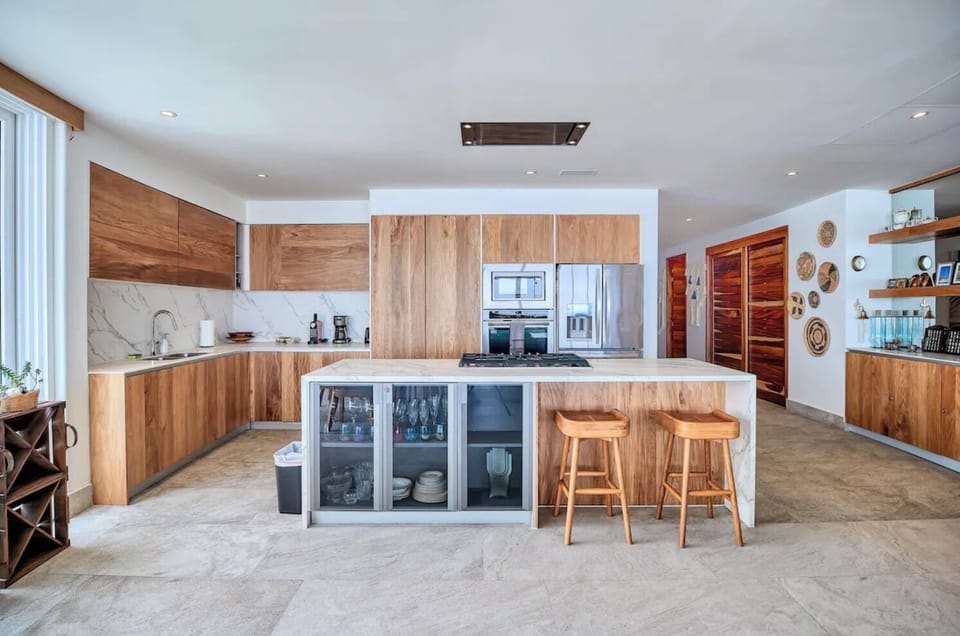 Modern gourmet kitchen well-stocked