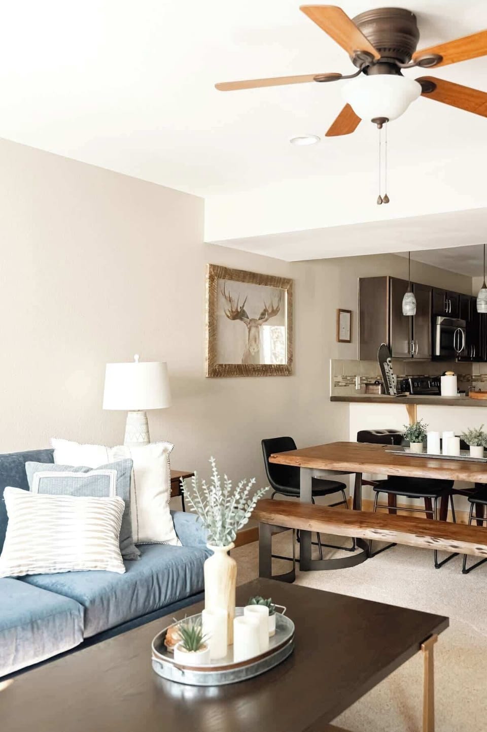 Living and dining areas