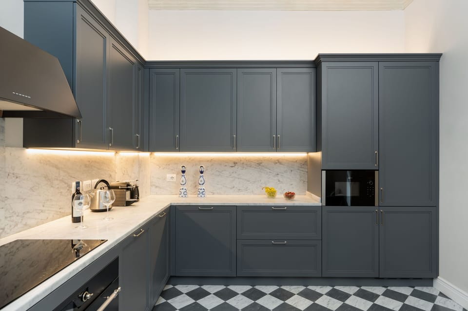 Apartment, Balcony, City View | Private kitchen | Full-size fridge, microwave, oven, stovetop