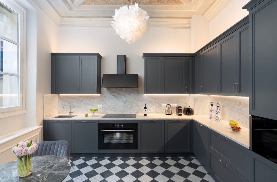 Apartment, Balcony, City View | Private kitchen | Full-size fridge, microwave, oven, stovetop