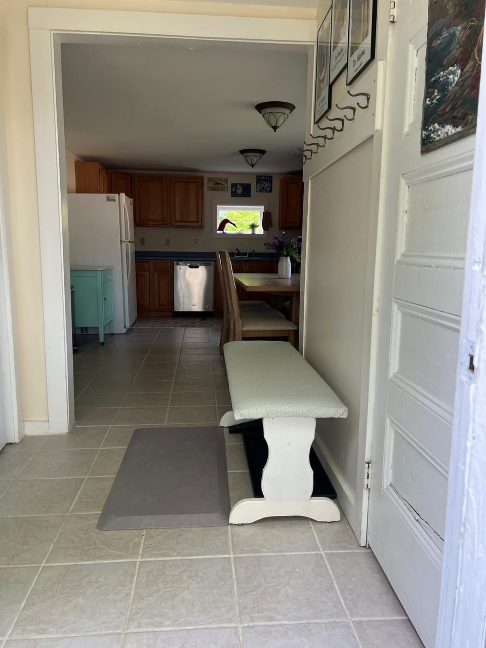 Entryway with Hooks, Bench, Shoe Storage