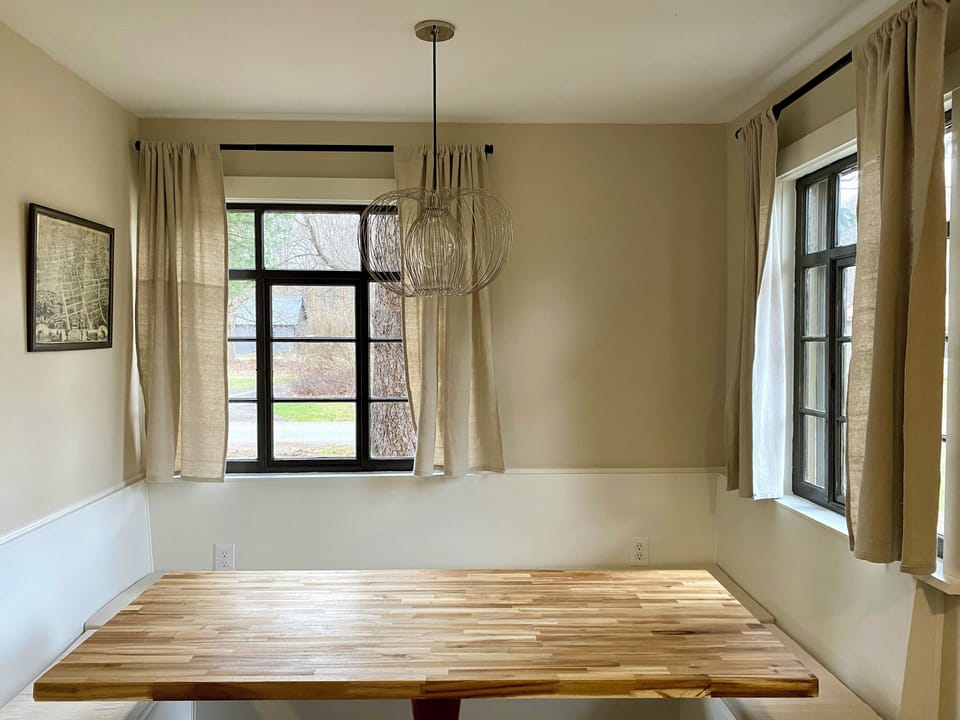 Open shelving in the kitchen. 